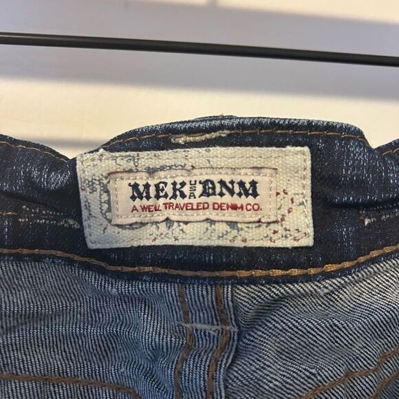 MEK NDM Moscow Made for Buckle Boot Cut Thick Stitch Distressed Dark Wash Sz 34x - Picture 11 of 15